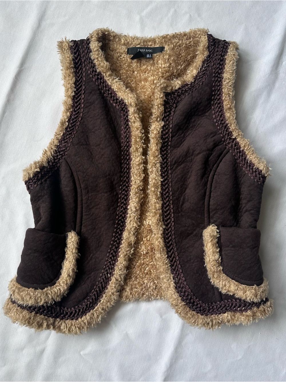 Vintage very early 2000s boho Zara shearling vest